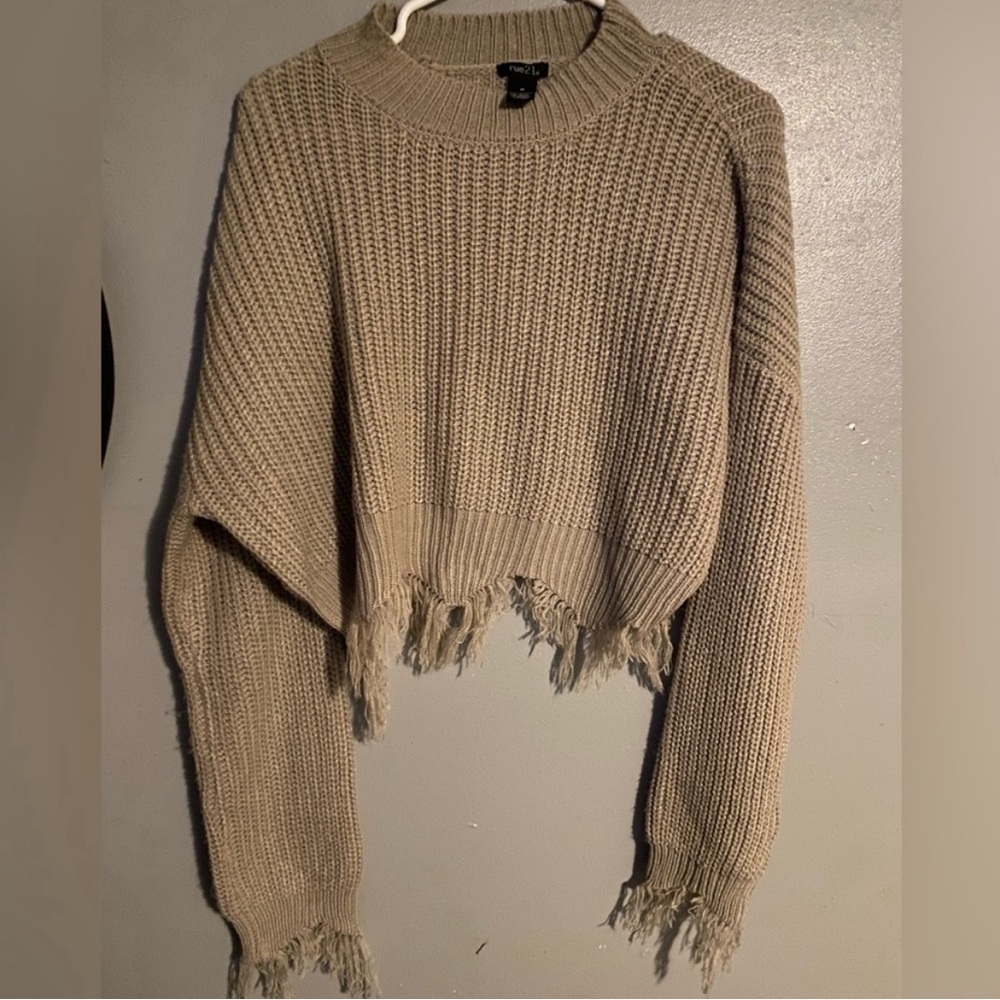 Cropped tan sweater